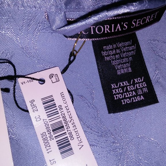 Victoria Secret Sleepwear Lingerie Robe Kimono Floral Blue Lace Trim Luxe Collec - Picture 11 of 12